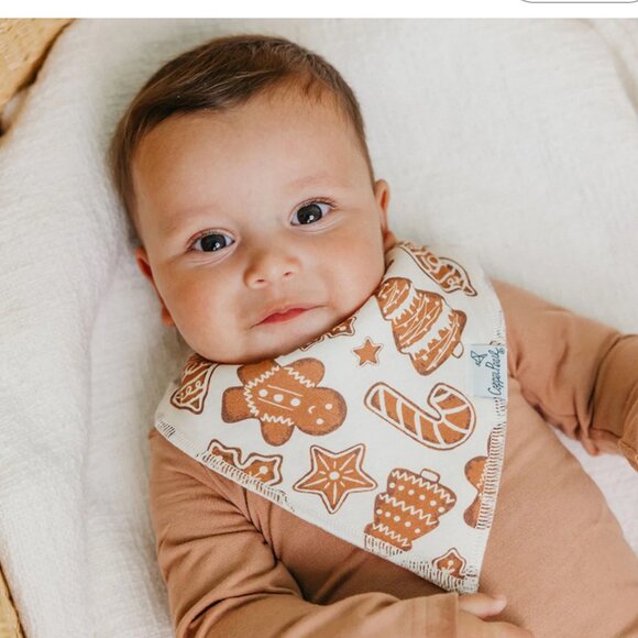 NWT Copper Pearl Bandana Drool Bibs SET of 4 ("Gingerbread" Christmas Patterns) - Picture 2 of 8